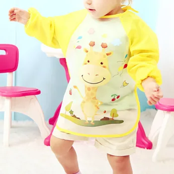 

Baby Bibs Infant Burp Cloths Long Sleeve Waterproof Feeding Smock Animals Pattern Children Drawing Smock Feeding Accessories