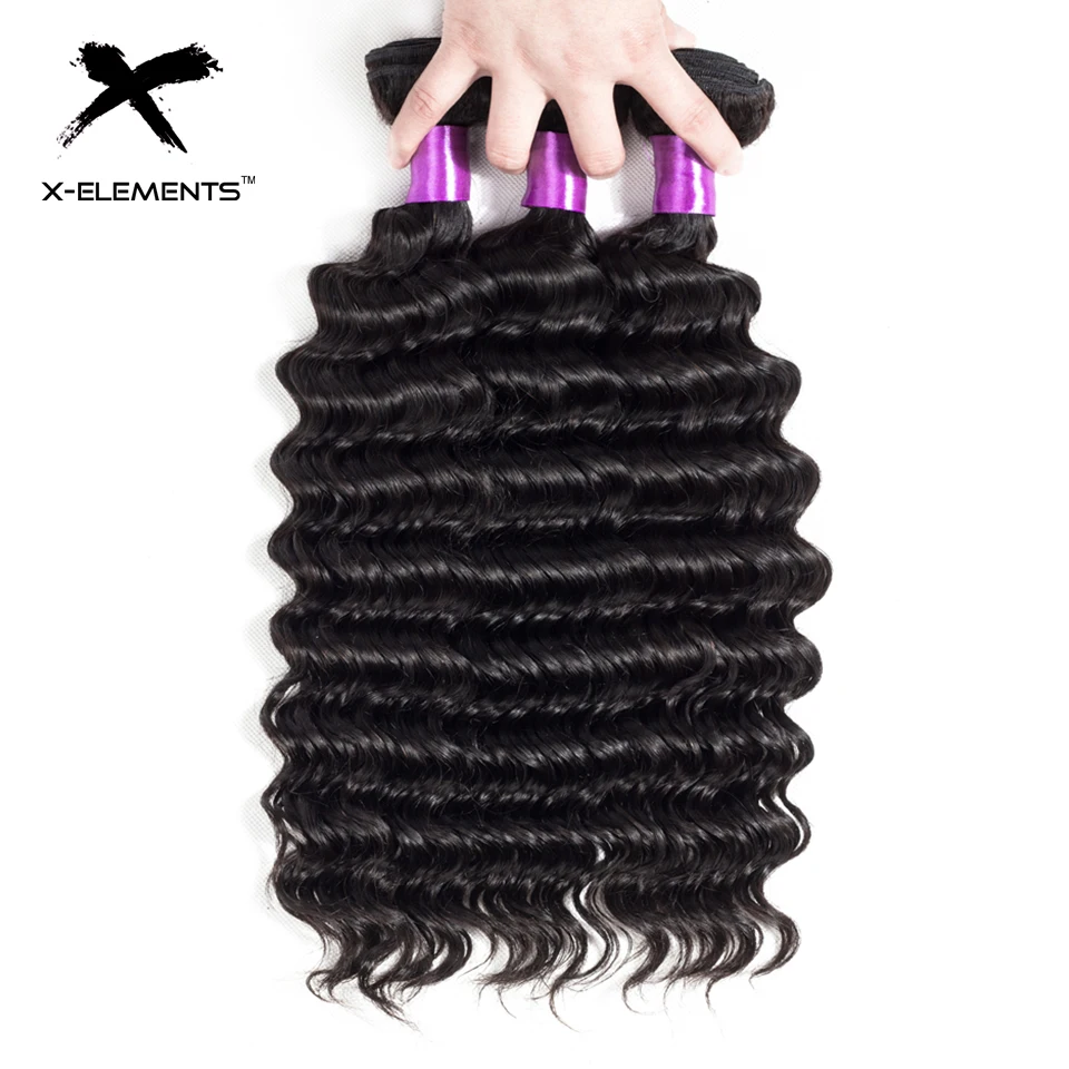 X-Elements Malaysian Deep Wave Hair with Frontal Non Remy Hair Weave with Lace Frontal 100% Human Hair Bundles with 13x4 Frontal (11)