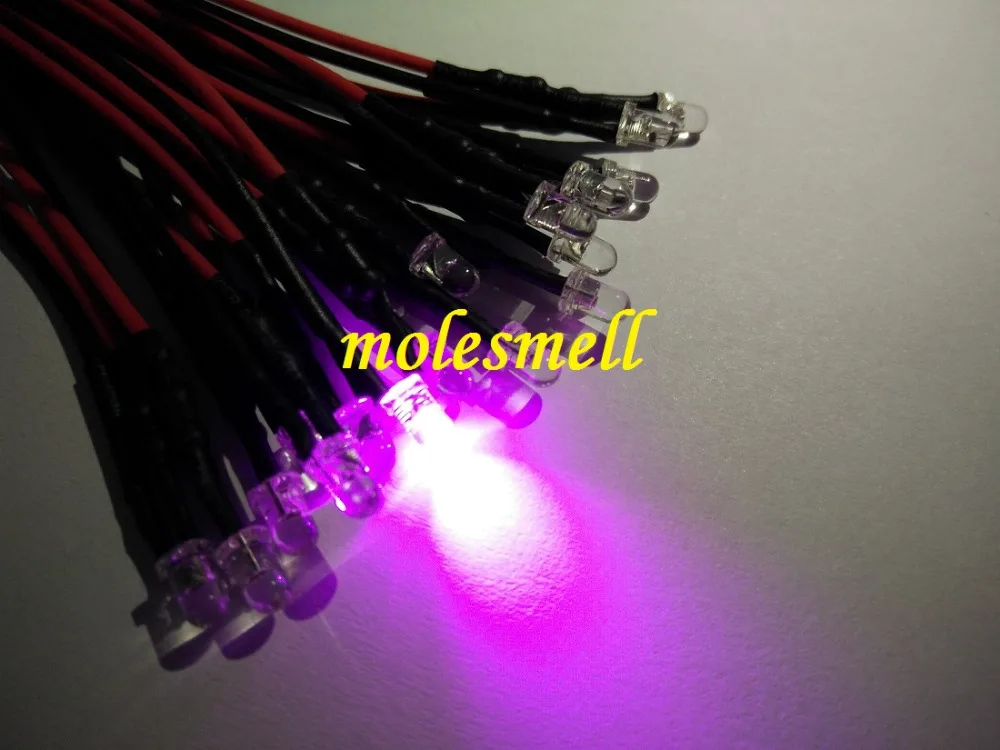 Conduziu a Luz da Lâmpada Pces Rosa 24vdc Conjunto 20cm Pré-prendido dc 1000 3mm 24v