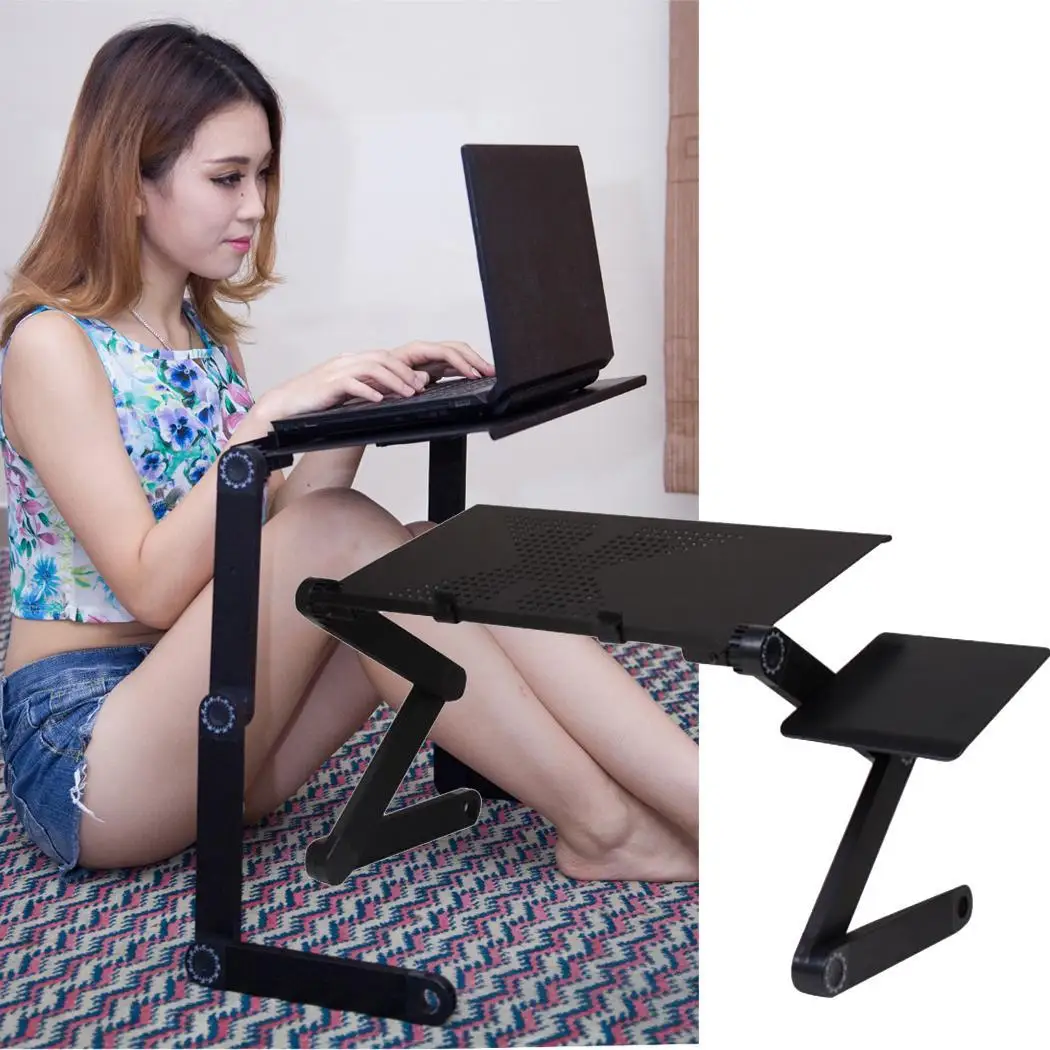 

Portable ErgonomicTV Bed Table Stand Laptop Desk Tray With Fan