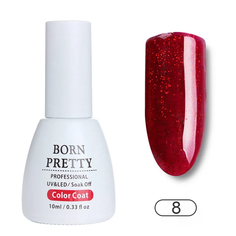 BORN PRETTY Red Series Блестящий Гель лак для ногтей 10 мл Сияющий личная гигиена маникюра