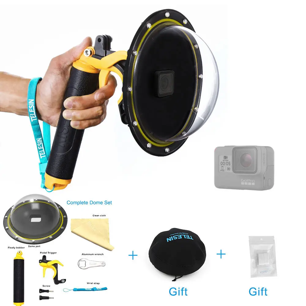 Achat TELESIN Dôme Port Lens Cover Logement Cas Flottant Poignée Grip Bobber pour GoPro Hero 5 6 Hero 7 D action Caméra accessoires