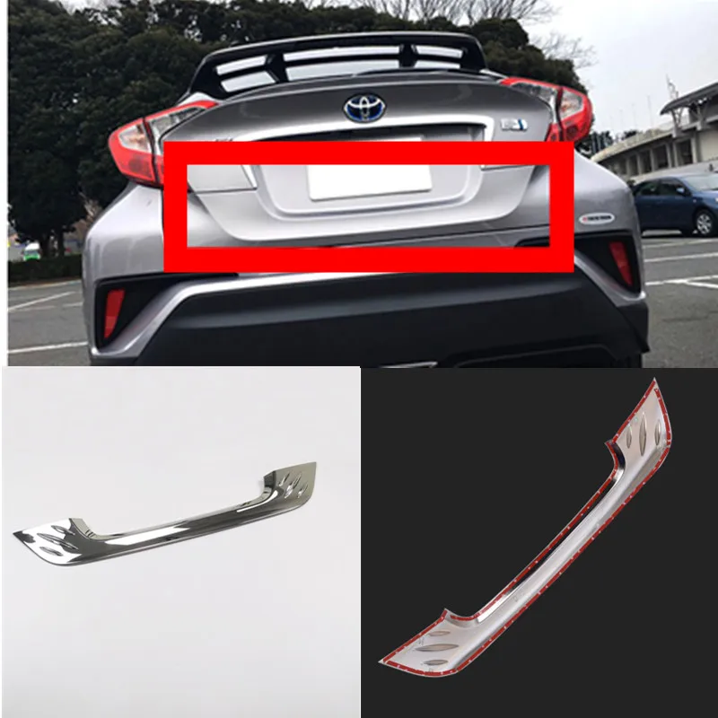 

1PCS for Toyota C-HR CHR 2016 2017 2018 Rear License Plate Trunk Trim Cover Molding ABS Chrome Car Accessories Auto Styling
