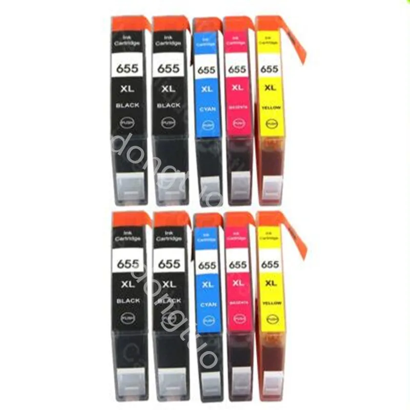 10 шт. совместимый с 655XL чернильный картридж 655 для Deskjet 3525 4615 4625 5525 6520 принтер чипом
