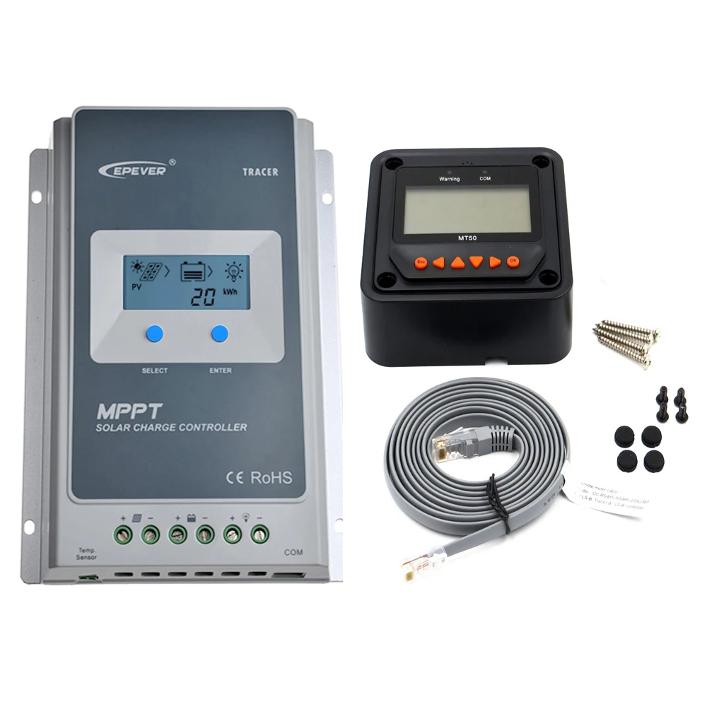

Tracer 10A 20A 30A 40A 1210AN 2210AN 3210AN 4210AN with MT50 meter MPPT Solar Charge Controller 12V 24V EPEVER PV regulator