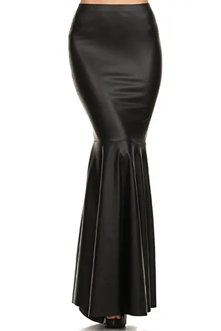 Женская Черный Искусственной Кожи Русалка Макси Юбки|mermaid maxi skirt|maxi skirtmaxi mermaid skirt |