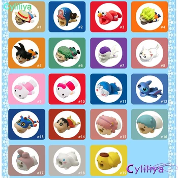 

50pcs Cable Bite Zoro Chopper Luffy ELMO kitty Shnnosuke Doraemon Cartoon Animal bite cable Protector Charger Cord cable bites