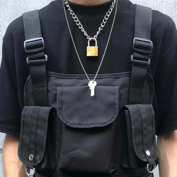 

Cool Punk Gothic Men Women Unisex 2 in 1 Heavy Duty Chain Choker Squre Lock Collar Metal Link Key Necklace