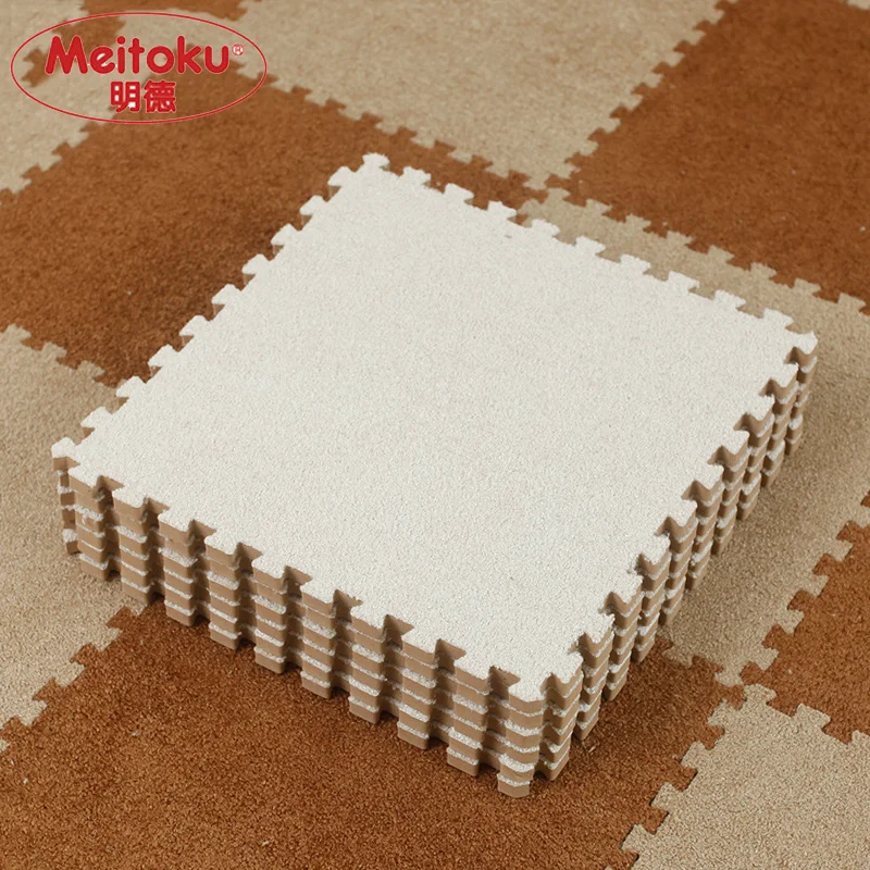 Мягкий детский игровой коврик пазл Meitoku из EVA пены с коротким мехом Напольный