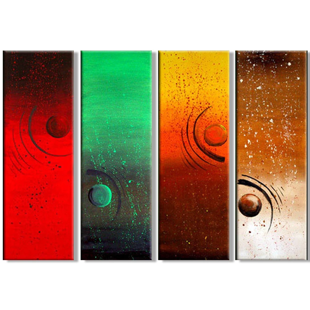 Hand Painted Modern Abstract Oil Painting for Living Room Wall Decor 4 Piece/set Fantasy Art Canvas Home Decoration | Дом и сад