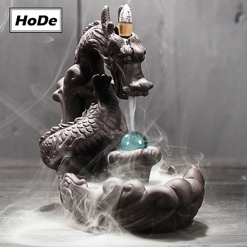 

Handmade Porcelain Retro Dragon Burner Ceramic Backflow Incense Burner Home Aromatherapy + 20 Free Cones