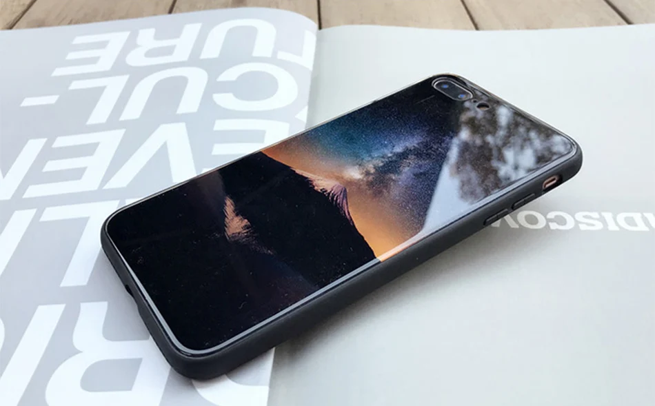TOMKAS Temper Glass Case For iPhone X 8 7 6 6s Plus Cover Phone Cases For iPhone X 8 7 6 s Case Silicone TPU PC Star Sky Pattern (23)