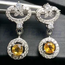 Серьги-капельки с цитрином,, натуральный цитрин, серебро 925 пробы, ювелирные изделия с желтыми кристаллами, 0.2ct* 2pcs, драгоценные камни# F19223001