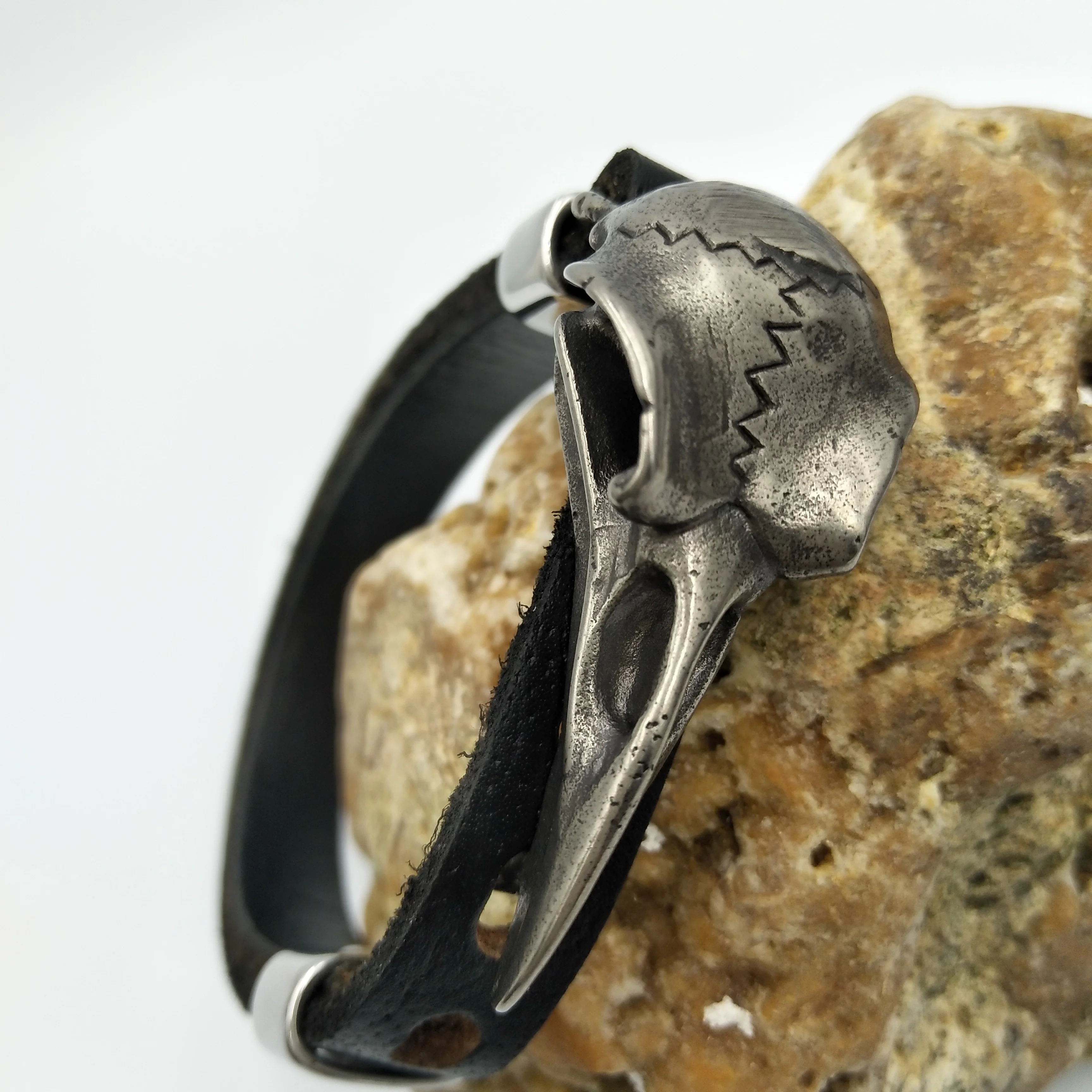 Viking Odin Raven Stainless Steel Leather Bracelet Vikings Accessories Vikingos Bangle Adj bangle bracelet stainless steel bracelet leather bracelets