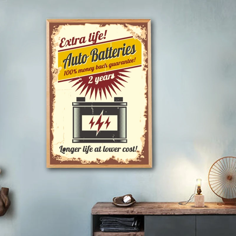 Vintage car service metal signs canvas print decor
