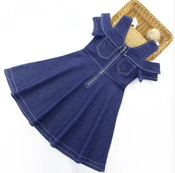 

Children's dress girl summer toddler girl dress casual girl strapless dress latest children's denim dress girl 6 8 10 12 13 14
