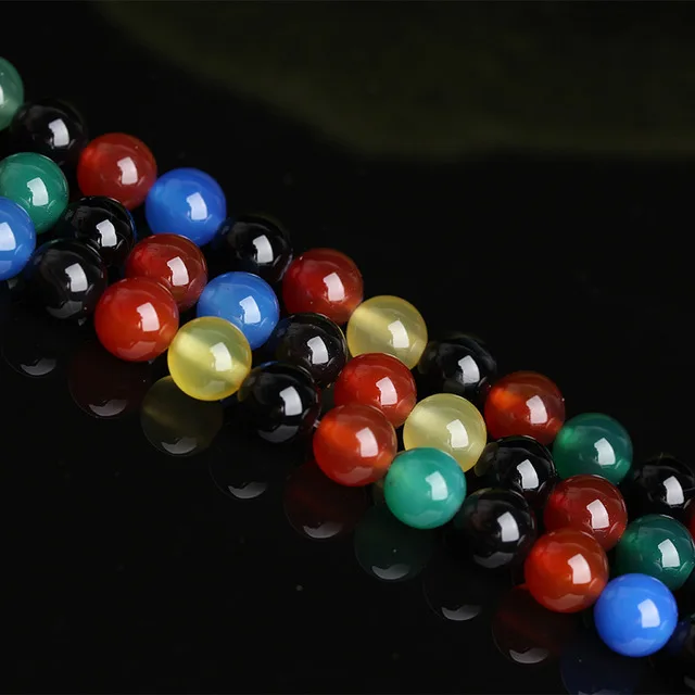 

Colorful Agates Multi-Color Onyx Agates Natural Stone Beads 15" Strand 4 6 8 10 12 14mm Pick Size For Jewelry Making