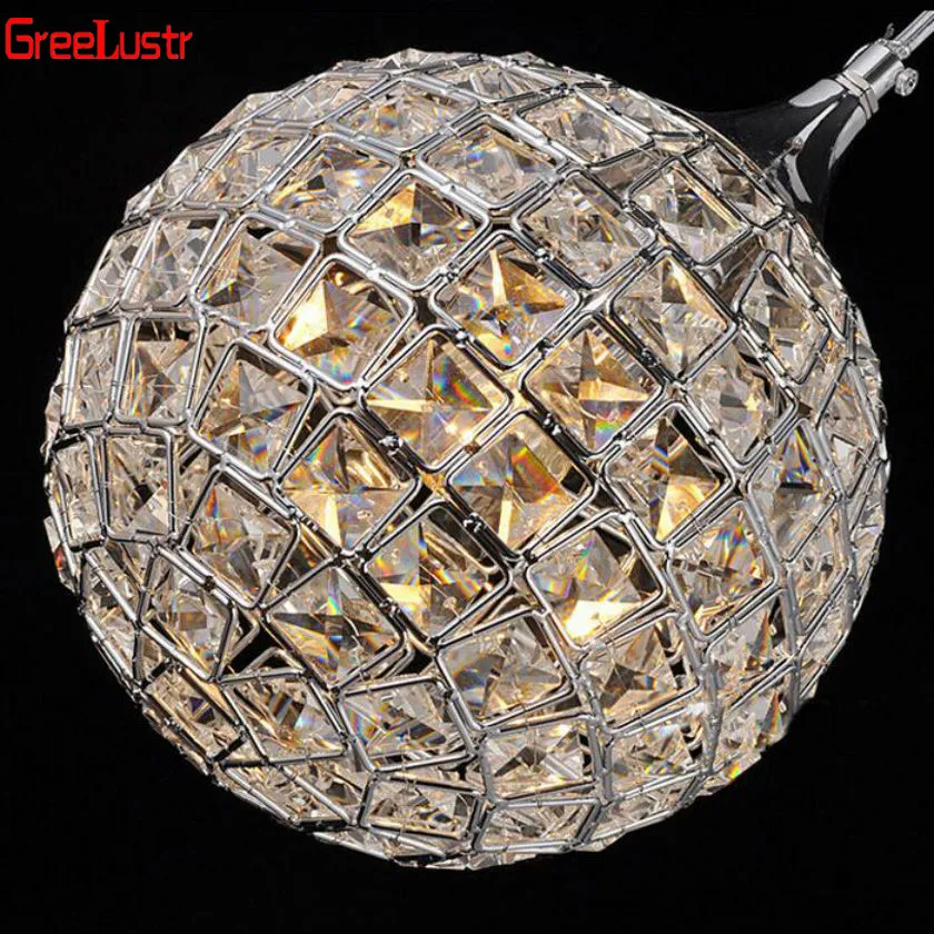 Светодиодный подвесной светильник в форме шара, люстра Cristal Lampara Colgante для декора Лофт, подвесной светильник, подвесной светильник E27, абажур Dia20 см, светильник