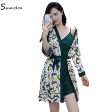 Smmoloa женский шелковый халат ночная рубашка шелковый халат набор