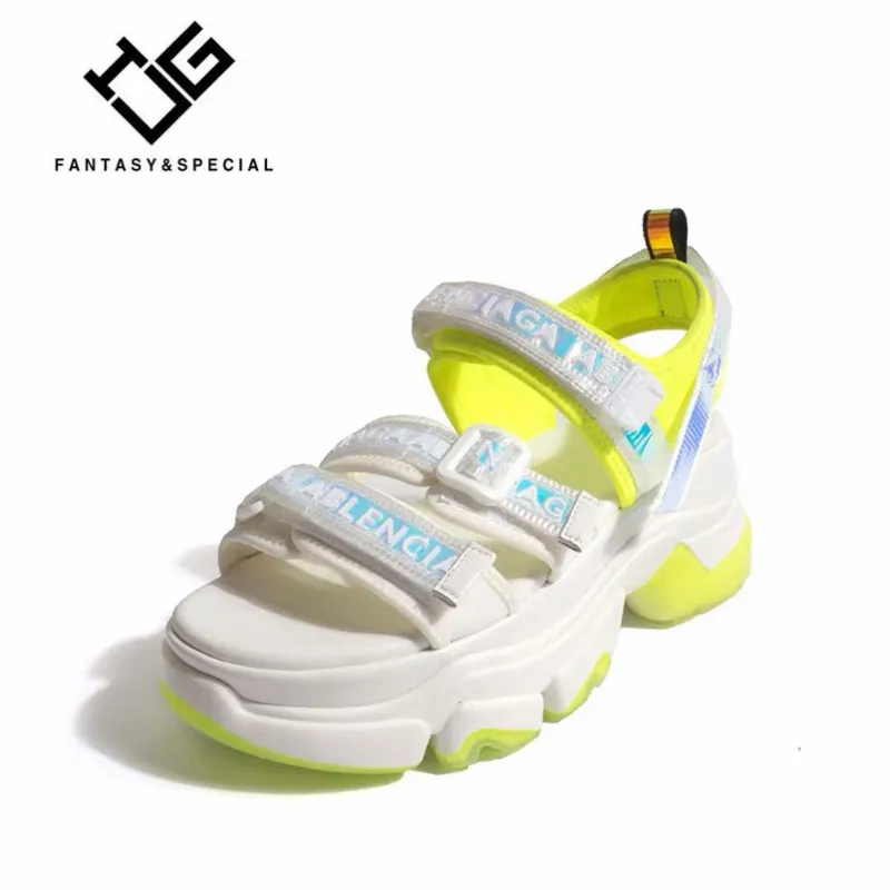 

IGU Shoes Woman Sandals Summer Fashion Genuine Leather Breathable Beach Shoes Women Medium Heel Sandal Woman Casual Sandal 2019