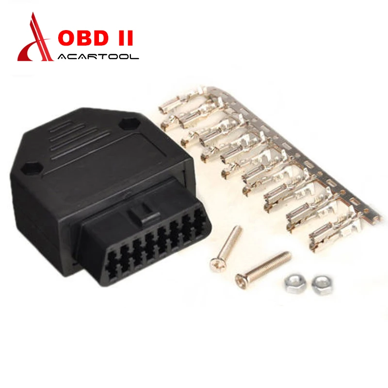 

OBD2 16 Pin Cable Connector Female OBD Connector Plug+Shell+Terminal+Screw Diagnostic Tool Car Accessories Black