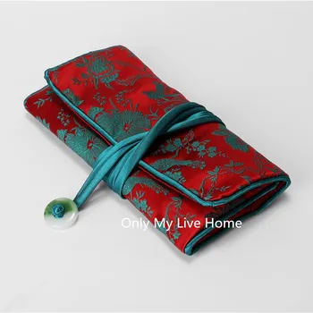 Jade Button 3 Zipper Folding Pouch