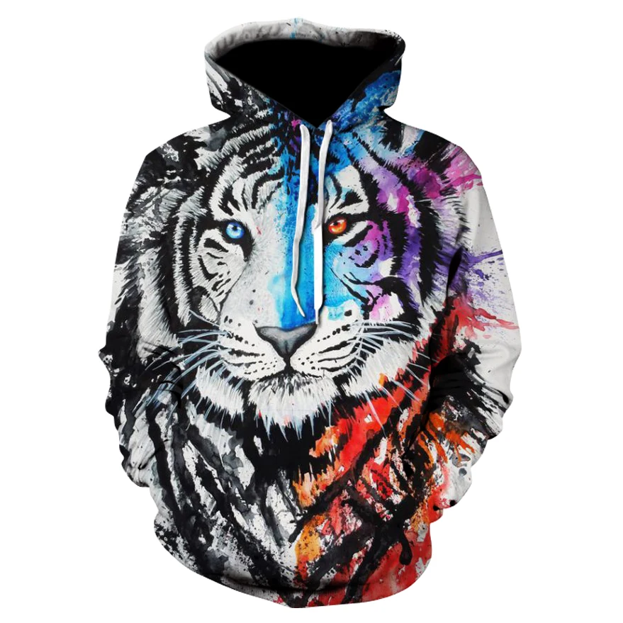 Colorful Tiger 3D Sweatshirts Men Women Hoodies Hooded Pullover Unisex ...