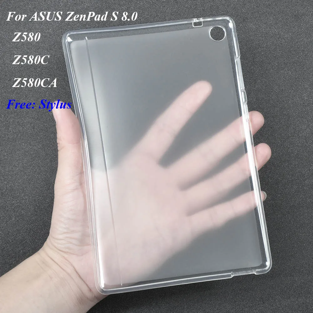 

For ASUS ZenPad S 8.0 Cover Case Soft Semi-transparent TPU Capa for ASUS ZenPad S 8.0 Z580 Z580C Z580CA 8inch Tablet Case+Stylus