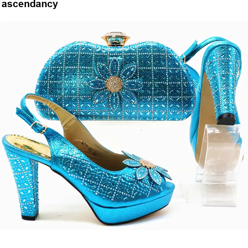 

Latest Italian Shoes and Bags To Match Shoes with Bag Set Decorated with Rhinestone Nigerian Women Shoes High Heel Bridal Shoes