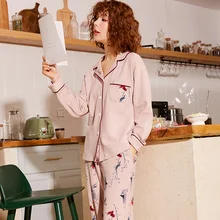 Lomonling, новинка, Onesie Pijama Feminino Inverno, осенняя женская пижама с длинным рукавом, комплект из двух предметов, Модный хлопковый домашний сервис