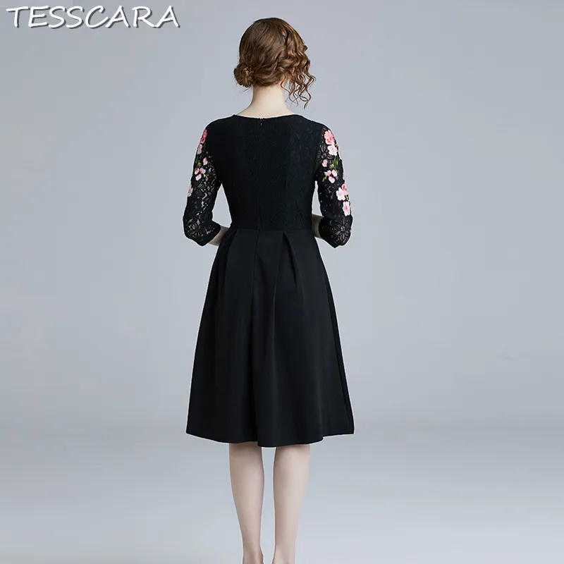 Женское элегантное платье TESSCARA с цветочной вышивкой женское винтажное