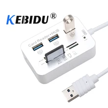 Kebidu Mini Usb 3,0 мультихаб+ кардридер комбинированный высокоскоростной концентратор с MS/SD/M2/TF с 3 портами USB разветвитель для ПК ноутбука