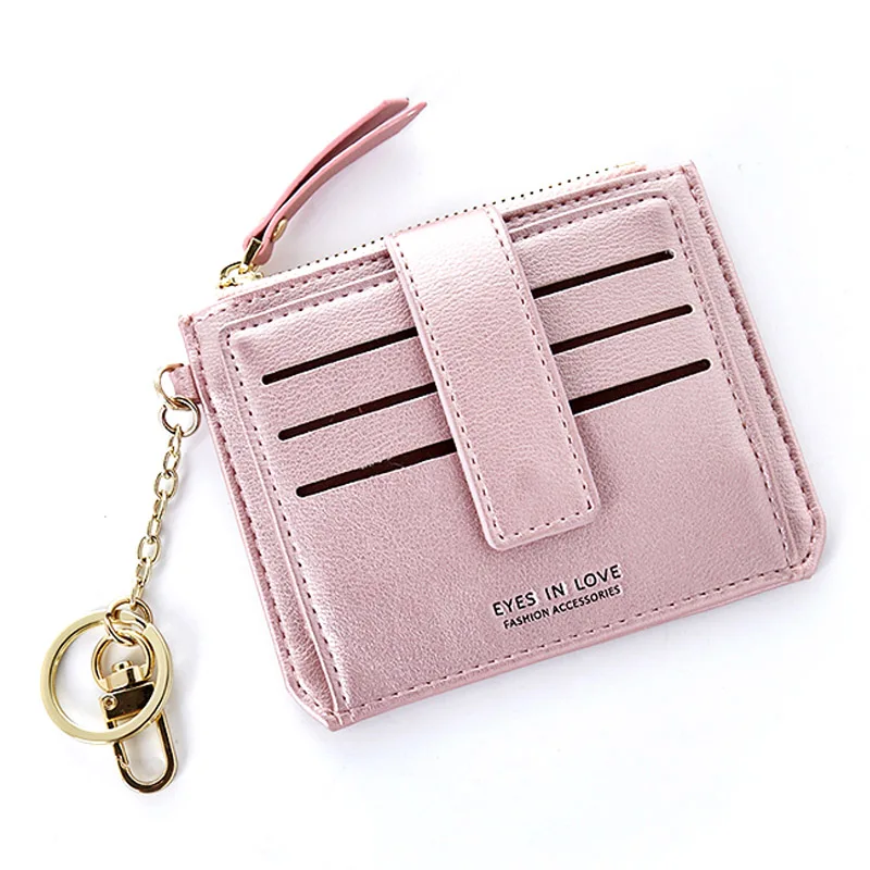 Брендовый дизайнерский женский маленький кошелек держатель для карт на молнии для монет карманная цепочка для ключей женские кошельки Carteras высокое качество - Цвет: Lt Pink