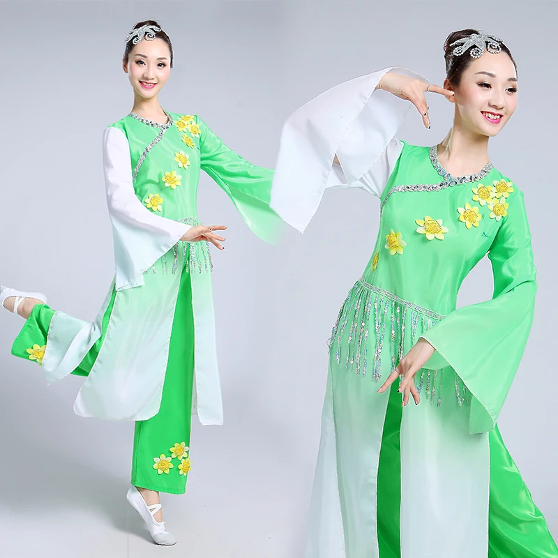 New Yangko Dance Costume Jasmine National Costume Classical Umbrella