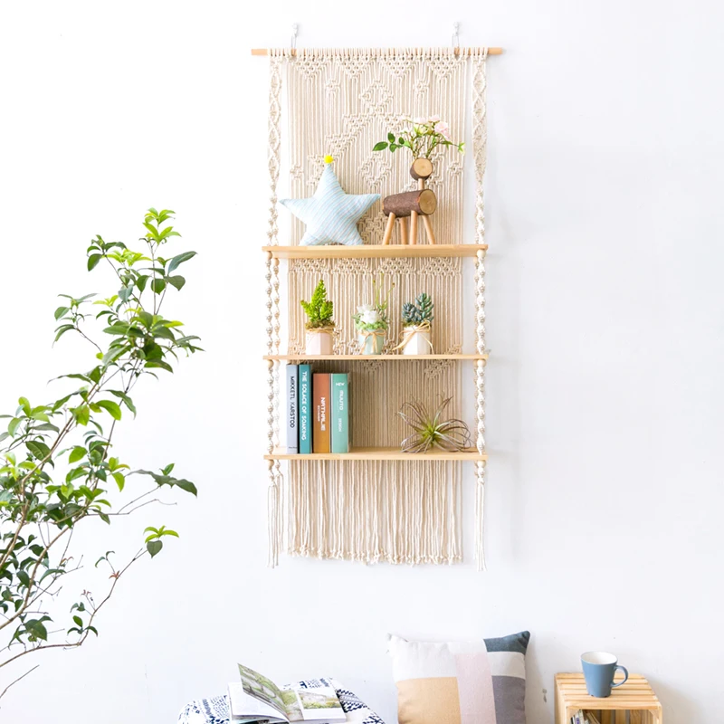 

Hand-knitted Nordic Macrame Wall Hanging Boho Decor Painting Fabric DIY Mandala Wall Racks Tapestry Wall Hanging