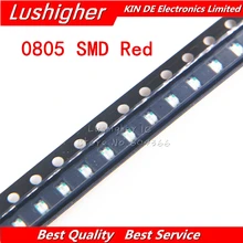 100 шт. красный 0805 SMD светодиодный светильник красного цвета