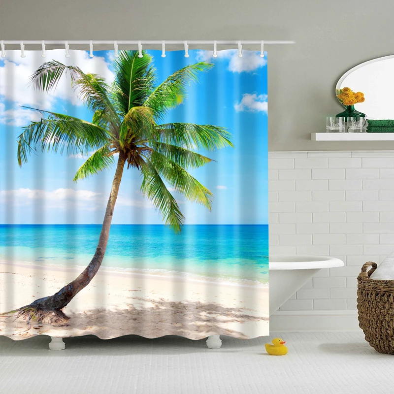 Billig Natürliche Muster Ananas Blume Blatt Polyester Dusche Vorhänge Waschbar Hohe Qualität Bunte vorhänge für bad dusche