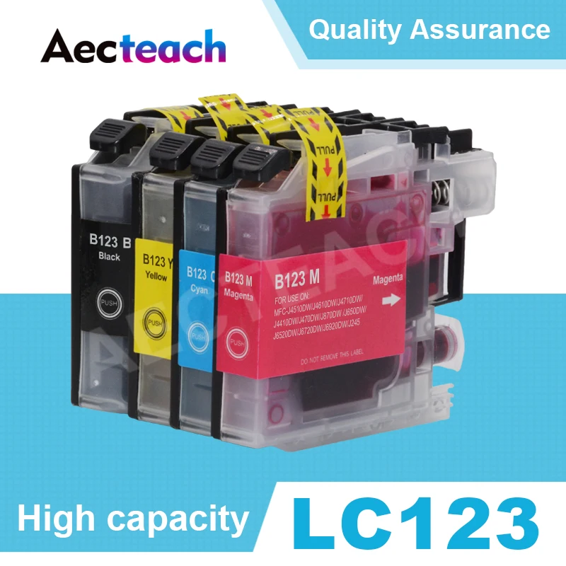 

4 Color Compatible Ink Cartridge LC121 LC123 For Brother MFC-J4410DW J4510DW J4610DW J4710DW J6520DW J6720DW Inkjet Printer