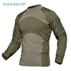 WOLFONROAD Hommes Armée Vert Rip-stop Tactique T Chemises À Manches Longues Camouflage Randonnée T-Shirt Automne Chasse Paintball Vêtements ► Photo 1/6