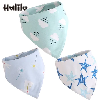 

Halilo 3pcs/lot Healthy Cotton Baby Bibs Triangle Bandana Bibs Newborn Baby Slabbers Boy Girl Babador Feeding Bib Accessories