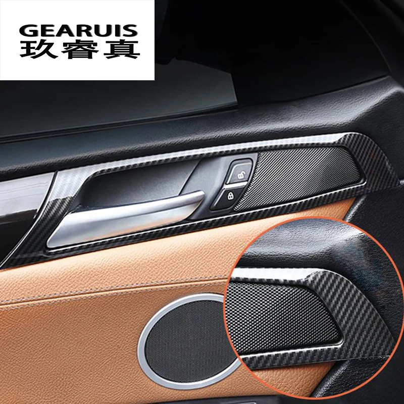 

Carbon fiber Car styling For BMW X3 F25 X4 F26 Interior Door Handle Cover Trim Door Bowl Stickers decorative auto accessories