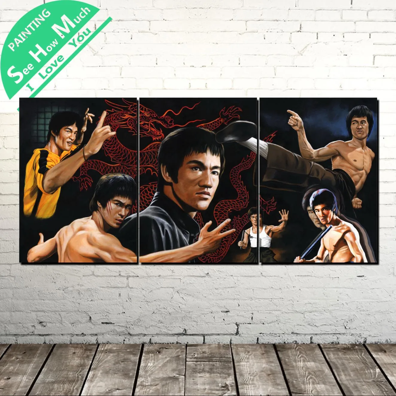 

3 Piece Bruce Lee Kung Fu Super star Modern Wall Pictures for Bedroom Print Canvas Painting Living Room Home Decoration