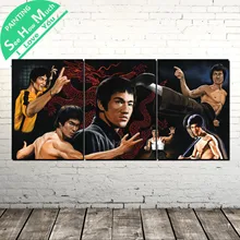 3 Piece Bruce Lee Kung Fu Super star Modern Wall Pictures for Bedroom Print Canvas Painting Living Room Home Decoration wall hanging bruce lee kung fu dragon tapestry