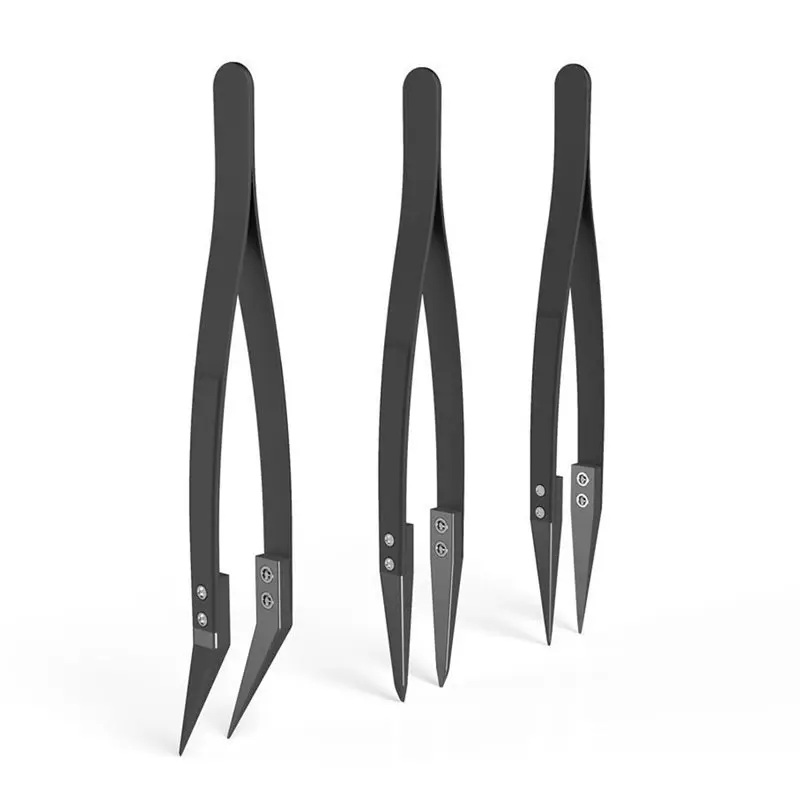 Black Ceramic Tweezers Set - Antistatic Anticorrosion Antimagnetic Highly Heat Resistant(3Pack) | Инструменты