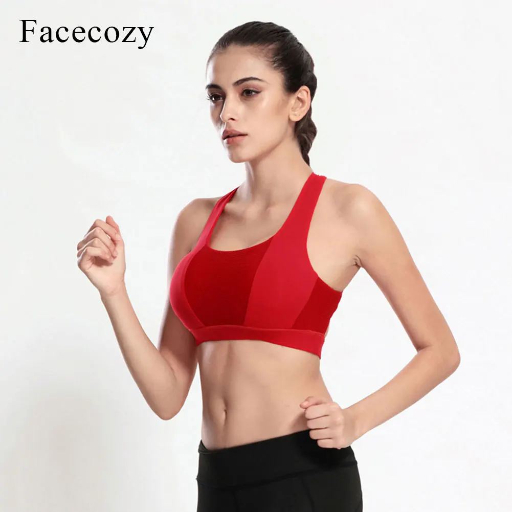 Facecozy Women Push Up Sports Bras Cross Back Straps Breathable Spring
