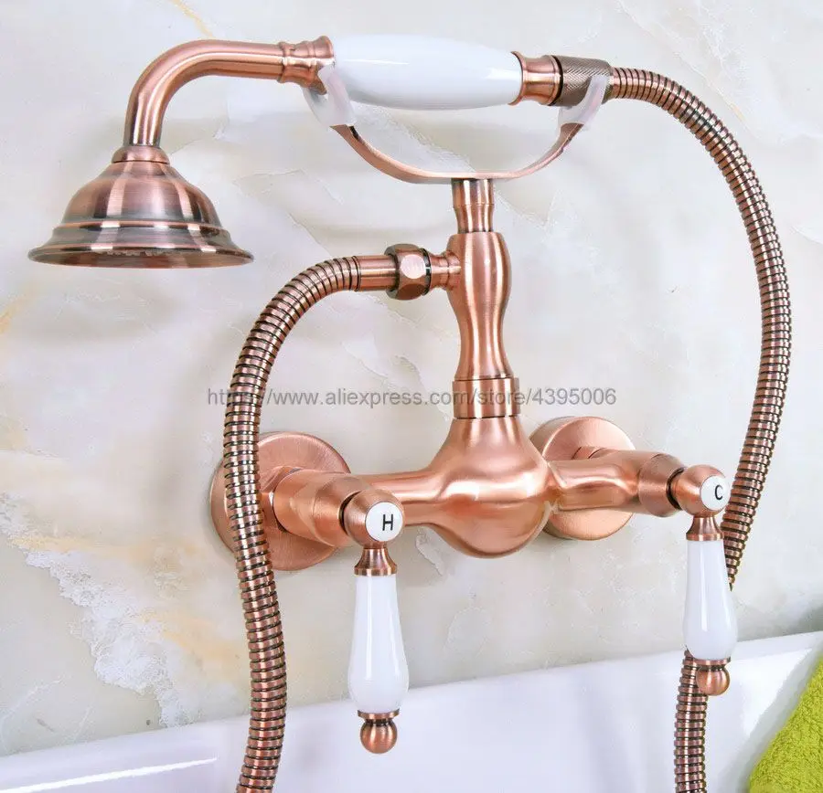 Hot Deal Antique Red Copper Bathroom Bath Wall Mounted Hand Held