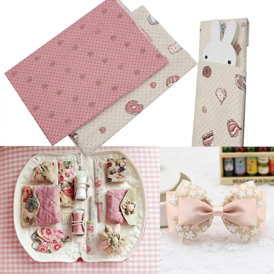 

2Pcs New Different Design Print Twill Paragraph Patchwork Fabric Homework Textile DIY Woven Cloth Doll Fabric Cotton dig51