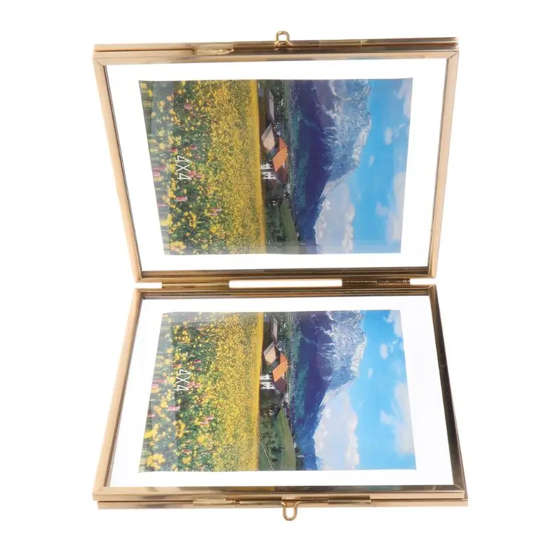 Nordic Ins Style Retro Metal Creative Double Folding Simple Glass Photo Frame Specimen Clip Picture Frame - Цвет: S