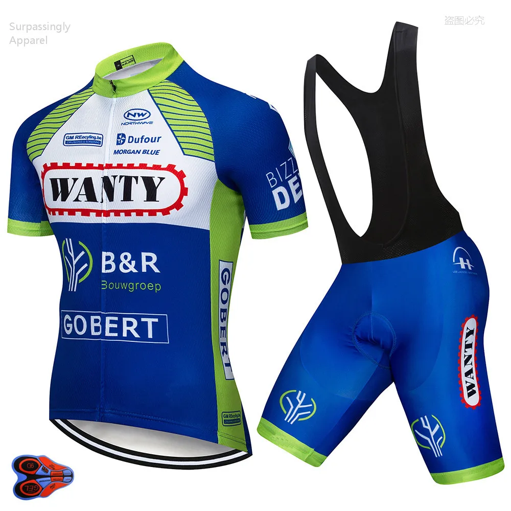 

Pro UCI Team Blue Wanty Cycling Jersey Set Summer Racing Bike Jersey Sets Men Breathable MTB Bicycle Cycling Sets 9D Pad Shorts