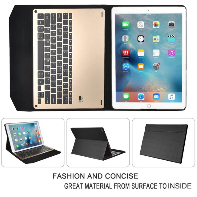 

Luxury Detachable Bluetooth Ultra-thin aluminum Keyboard case smart cover with Stand For Apple iPad Pro 12.9'' & pen